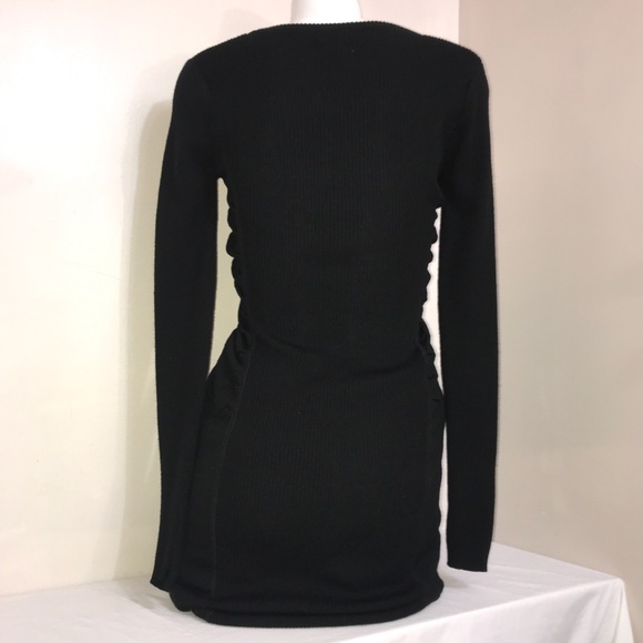 Calvin Klein Ribbed Wool Ruched Waist Long Dress - Picture 9 of 16